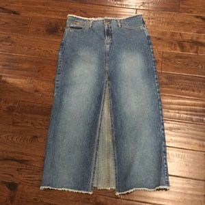 lei ladies denim long skirt with front slit